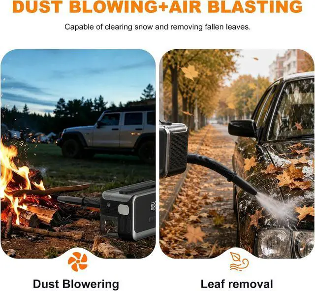 Alt view image 6 of 7 - Tire Inflator Portable Air Compressor with Jump Starter, Air Pump for Car | Faster Inflation 35L/min,Auto Shut-Off,Cordless,Vacuum and Blower Functions,for Pickup Truck,Bike,Motorcycle and Balls