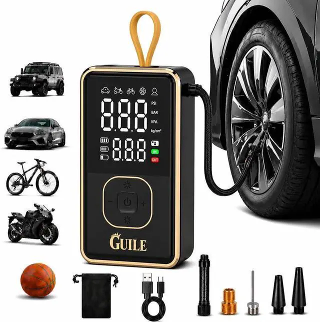 Main image of Portable Tire Inflator Air Compressor - 150PSI Smart Cordless Car Tire Pump with Digital Pressure Gauge, Auto Shut-Off, Rechargeable Battery Power Bank for Car, Motorcycle, Bicycle, Ball