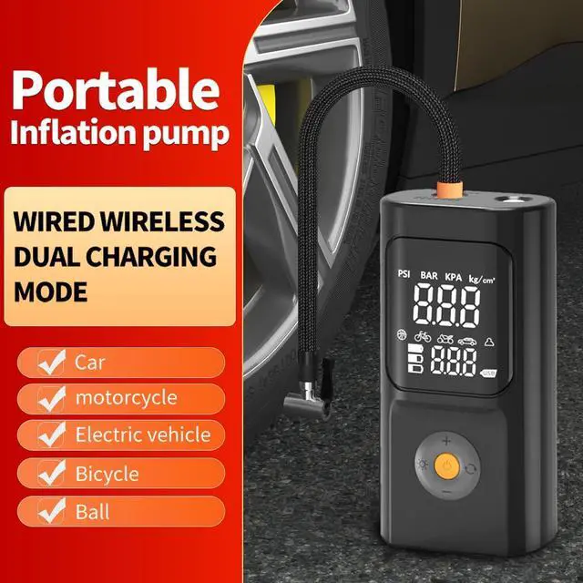 Alt view image 2 of 6 - Tire Inflator Portable Air Compressor, 150PSI Air Pump For Car Tires with Digital Pressure Gauge, Bike Tire Pump with LED Light and Auto Shut-Off Function for Car, Motorcycle, Bicycle