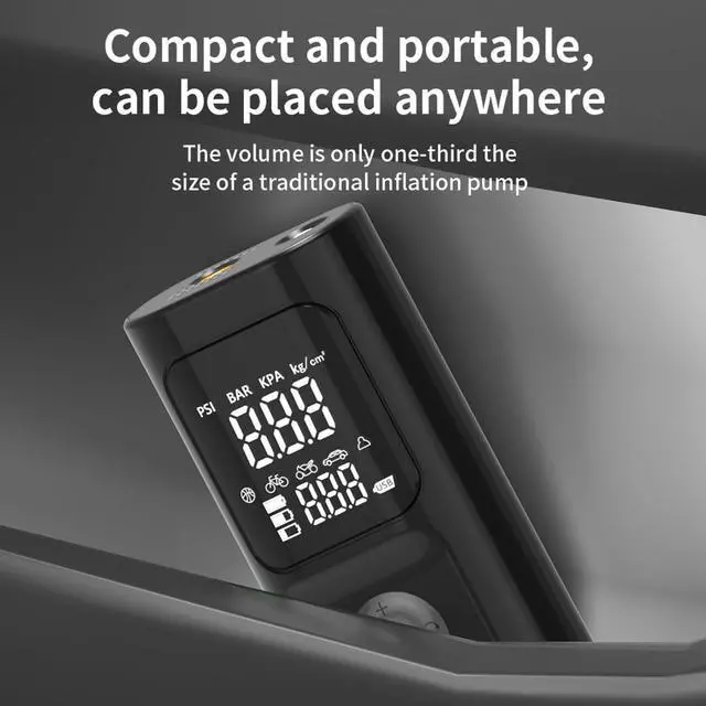 Alt view image 3 of 6 - Tire Inflator Portable Air Compressor, 150PSI Air Pump For Car Tires with Digital Pressure Gauge, Bike Tire Pump with LED Light and Auto Shut-Off Function for Car, Motorcycle, Bicycle