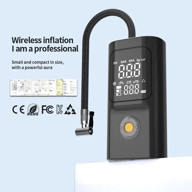 Alt view image 4 of 6 - Tire Inflator Portable Air Compressor, 150PSI Air Pump For Car Tires with Digital Pressure Gauge, Bike Tire Pump with LED Light and Auto Shut-Off Function for Car, Motorcycle, Bicycle