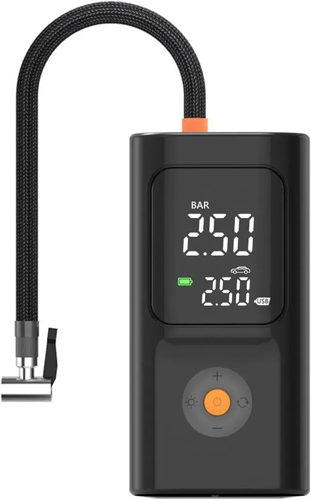 Alt view image 6 of 6 - Tire Inflator Portable Air Compressor, 150PSI Air Pump For Car Tires with Digital Pressure Gauge, Bike Tire Pump with LED Light and Auto Shut-Off Function for Car, Motorcycle, Bicycle