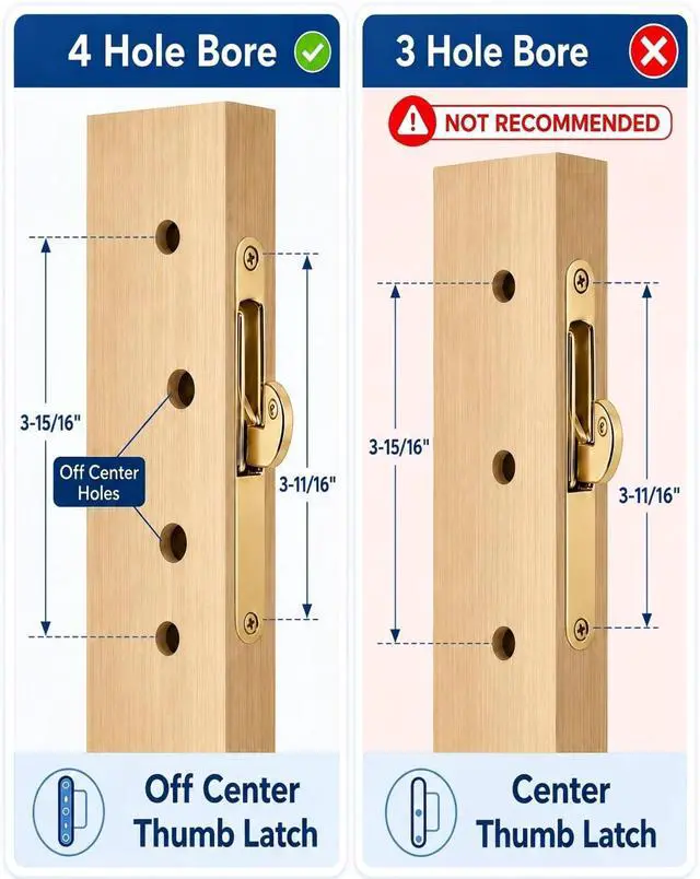 Alt view image 3 of 7 - Universal Sliding Glass Door Handle Replacement with Mortise Lock Fits 3-15/16" Hole Spacing & 1-3/8" to 2" Thick Patio Doors, Non-Handed Offset Design, Sturdy Zinc Diecast, Black with Keyed