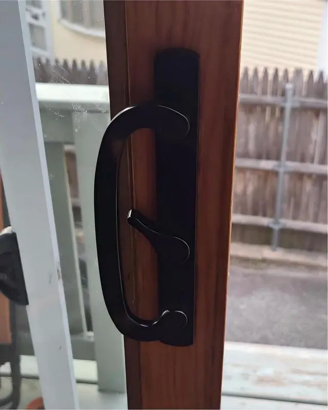 Alt view image 7 of 7 - Universal Sliding Glass Door Handle Replacement with Mortise Lock Fits 3-15/16" Hole Spacing & 1-3/8" to 2" Thick Patio Doors, Non-Handed Offset Design, Sturdy Zinc Diecast, Black with Keyed