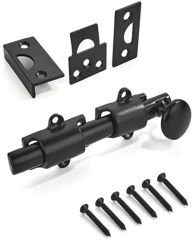 Main image of 4 inches 2 Pack, Matte Black Dutch Solid Brass Door Surface Slide Latches Surface Slide Bolts Decorative Surface Slide Bolts for Windows and Doors