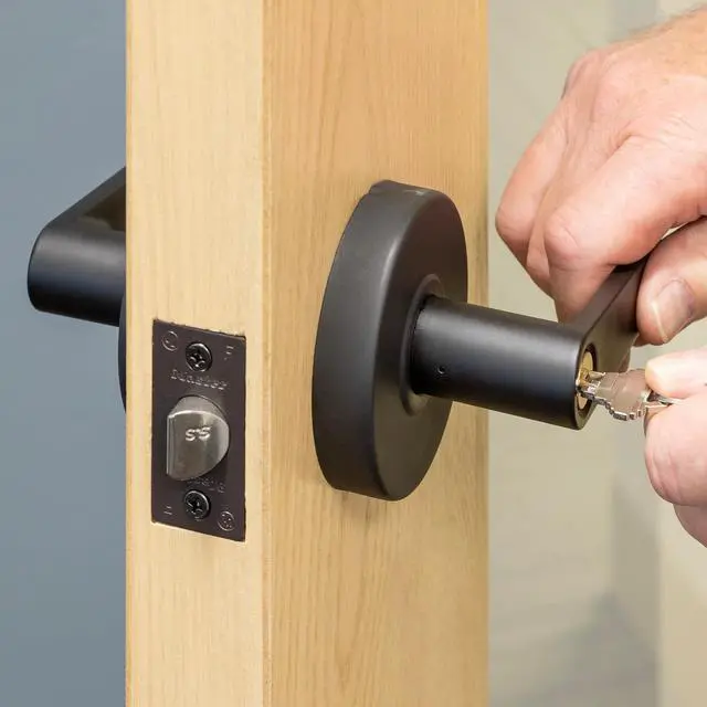 Alt view image 3 of 7 - SLCHCR10B Heavy Duty Lever Style, Grade 2 Commercial Classroom Door Lock with Bump Stop, Oil Rubbed Bronze Finish