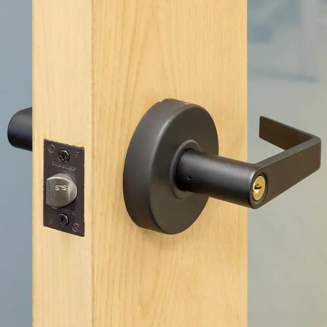 Alt view image 2 of 7 - SLCHCR10B Heavy Duty Lever Style, Grade 2 Commercial Classroom Door Lock with Bump Stop, Oil Rubbed Bronze Finish