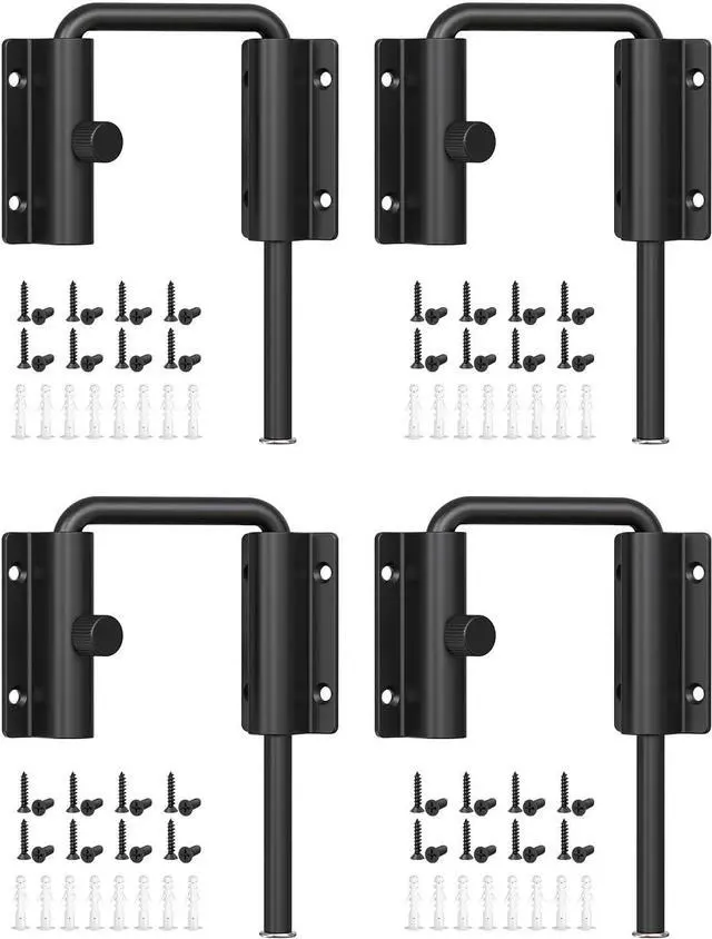 Main image of Sliding Door Loop Lock, Security U-Bolt Locks with Locking Design, 90/180 Degree Multi-Angle Aluminum Alloy Patio Door Latch for Barn, Garden, Window, Room Gate (Black-4PCS)