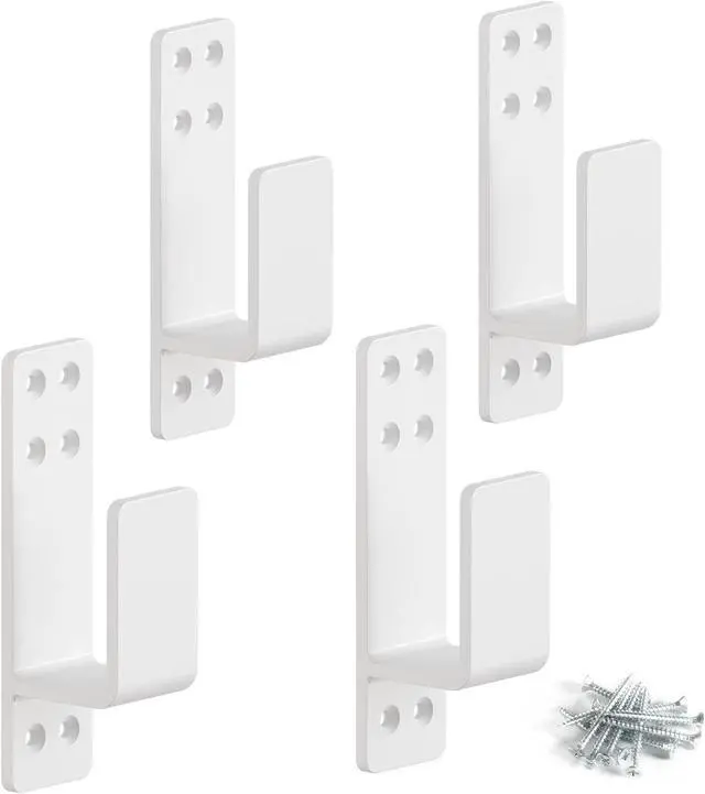 Main image of 2x4 Door Barricade Brackets Heavy Duty 4pcs Door Bar Holder Brackets for Home Security White