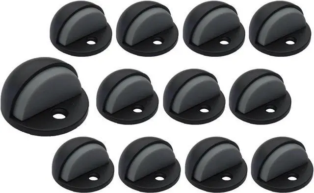 Main image of Low Dome Floor Door Stop, H 25.4 x Diameter 44.5mm, Zinc Die Cast, Matte Black, 12 Pack, Made in Taiwan