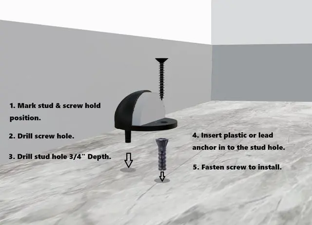 Alt view image 2 of 5 - Low Dome Floor Door Stop, H 25.4 x Diameter 44.5mm, Zinc Die Cast, Matte Black, 12 Pack, Made in Taiwan