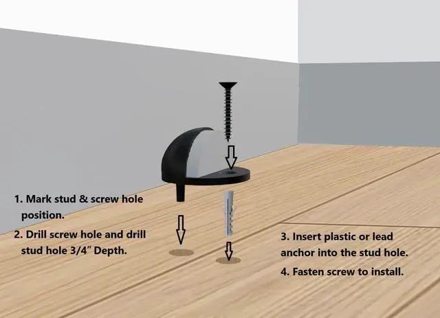 Alt view image 3 of 5 - Low Dome Floor Door Stop, H 25.4 x Diameter 44.5mm, Zinc Die Cast, Matte Black, 12 Pack, Made in Taiwan