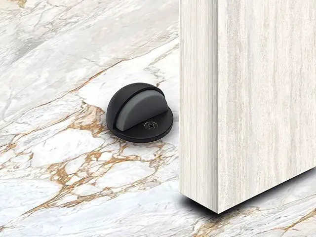 Alt view image 5 of 5 - Low Dome Floor Door Stop, H 25.4 x Diameter 44.5mm, Zinc Die Cast, Matte Black, 12 Pack, Made in Taiwan