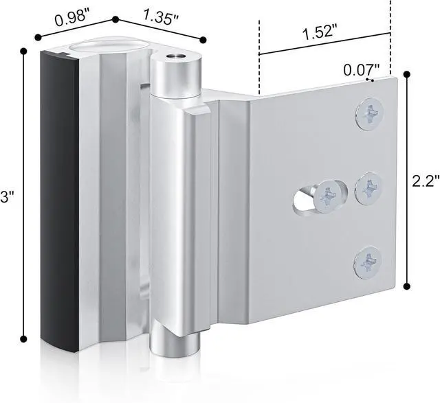 Alt view image 2 of 7 - 2Pack Door Reinforcement Lock Withstands 800lbs of Force - Silver Extra Door Lock with 8 Screws Prevents Unauthorized Entry,Add a Door Security Lock for Home Safety & Privacy