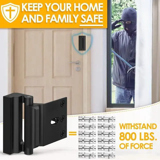Alt view image 2 of 6 - Home Security Door Reinforcement Lock - Child Proof High Security Door Lock Front Door Locks for Kids Safety Withstand 800 lbs Top Door Latch Lock Flip Door Guardian for Inward Swinging Inside Door