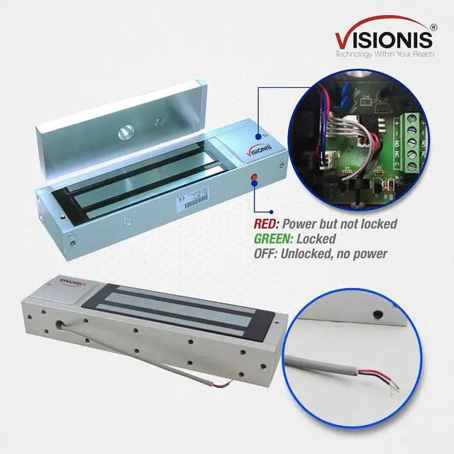 Alt view image 3 of 7 - Indoor 1200LBS 500KG Holding Force Outswinging Electromagnetic Door Lock with LED Sensor for Door Access Control System 12V 24V VIS-ML1200LED