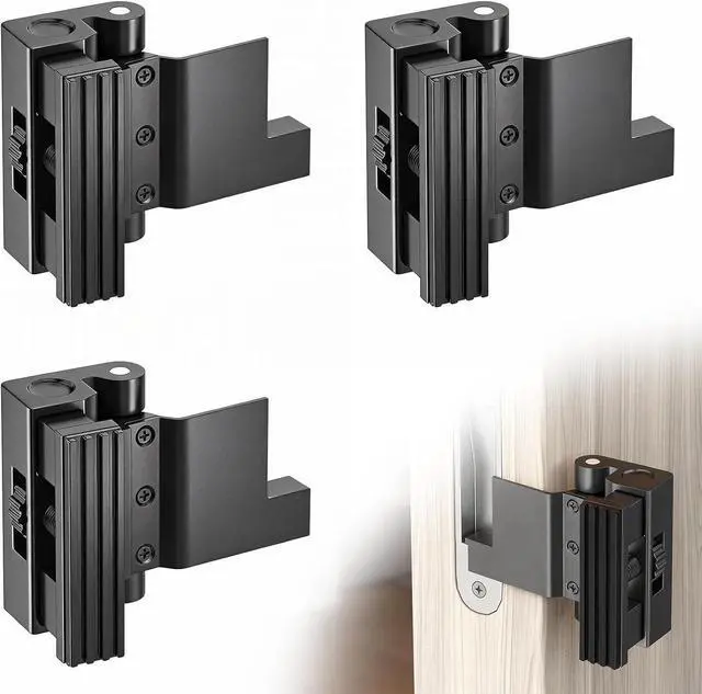 Main image of Portable Door Lock, Door Reinforcement Lock, Portable Door Lock for Travel - No Drilling, Interior Doors for Apartments, Hotels, bedroomsBlack-3PCS