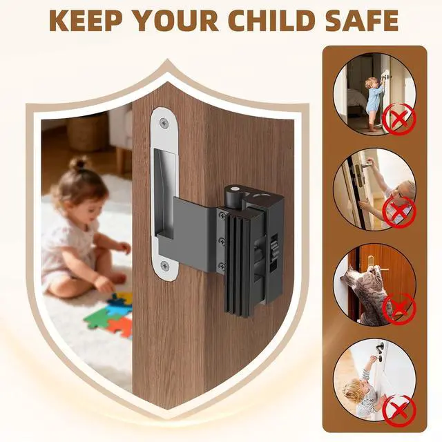 Alt view image 7 of 7 - Portable Door Lock, Door Reinforcement Lock, Portable Door Lock for Travel - No Drilling, Interior Doors for Apartments, Hotels, bedroomsBlack-3PCS
