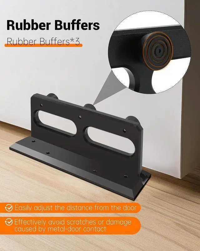 Alt view image 4 of 6 - French Security Door Brace, Heavy Metal Security Lock Door Brace, with Rubber Buffer, Withstands 3000 Lbs, Prevent Entry Robbery/Thieves, Fit for Standard/Single/Double Door
