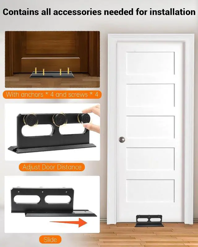 Alt view image 5 of 6 - French Security Door Brace, Heavy Metal Security Lock Door Brace, with Rubber Buffer, Withstands 3000 Lbs, Prevent Entry Robbery/Thieves, Fit for Standard/Single/Double Door