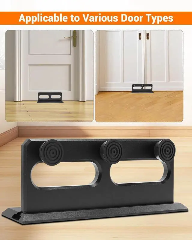Alt view image 6 of 6 - French Security Door Brace, Heavy Metal Security Lock Door Brace, with Rubber Buffer, Withstands 3000 Lbs, Prevent Entry Robbery/Thieves, Fit for Standard/Single/Double Door