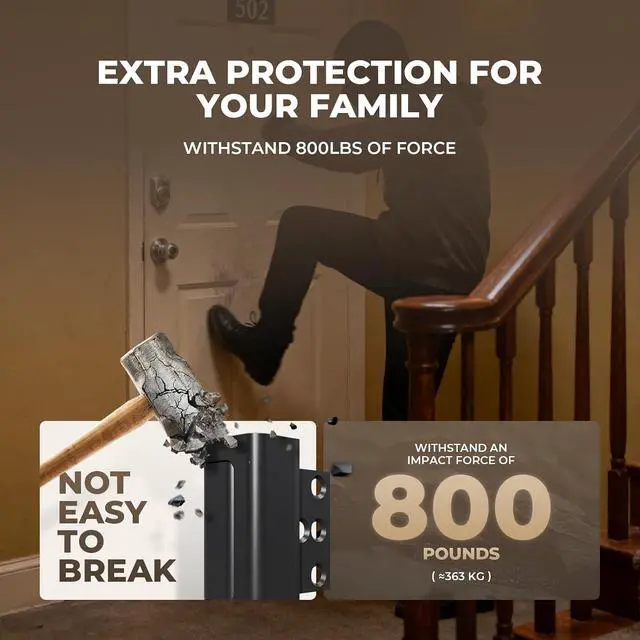 Alt view image 3 of 7 - 3 Pack Home Security Door Reinforcement Lock, Childproof Safety Door Lock Latch Stopper, Removable Screw-Mounted, Prevent Home Unauthorized Entry, Aluminum Construction, Withstands 800 lbs