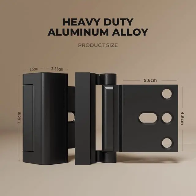Alt view image 2 of 7 - 3 Pack Home Security Door Reinforcement Lock, Childproof Safety Door Lock Latch Stopper, Removable Screw-Mounted, Prevent Home Unauthorized Entry, Aluminum Construction, Withstands 800 lbs