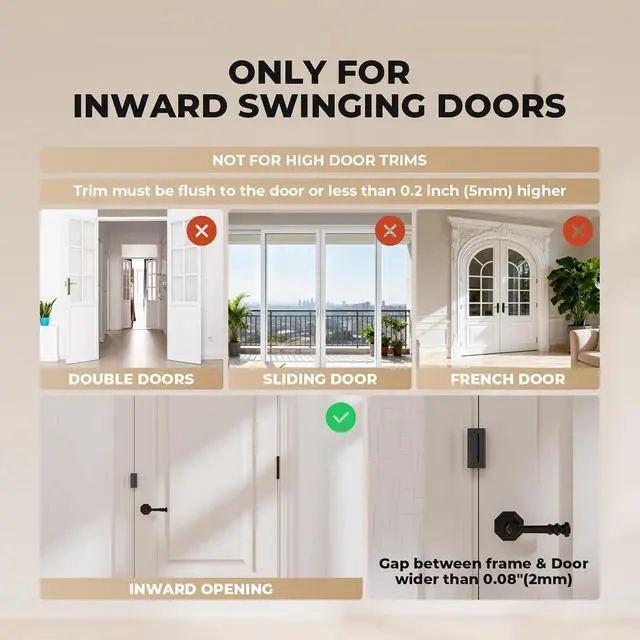 Alt view image 5 of 7 - 3 Pack Home Security Door Reinforcement Lock, Childproof Safety Door Lock Latch Stopper, Removable Screw-Mounted, Prevent Home Unauthorized Entry, Aluminum Construction, Withstands 800 lbs