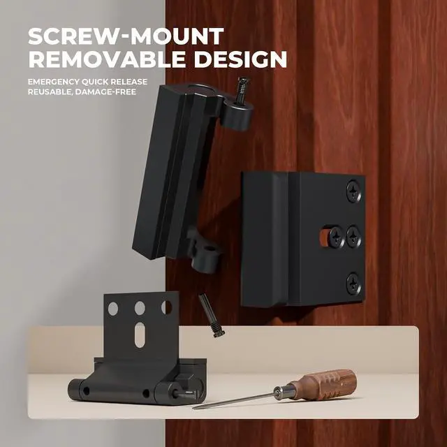 Alt view image 6 of 7 - 3 Pack Home Security Door Reinforcement Lock, Childproof Safety Door Lock Latch Stopper, Removable Screw-Mounted, Prevent Home Unauthorized Entry, Aluminum Construction, Withstands 800 lbs