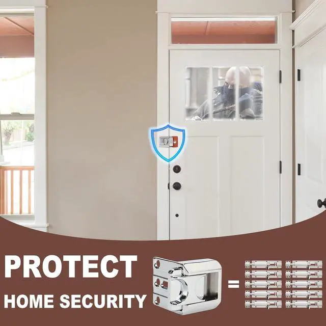 Alt view image 3 of 7 - Home Door Lock Security, Upgraded Safety Childproof Door Reinforcement Lock Latch (2-Pack), Extra Defend Door Lock for Inward Swinging Door