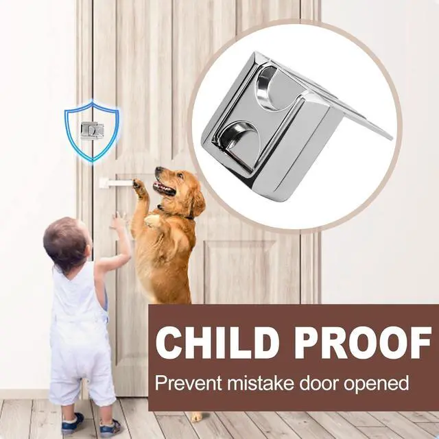 Alt view image 4 of 7 - Home Door Lock Security, Upgraded Safety Childproof Door Reinforcement Lock Latch (2-Pack), Extra Defend Door Lock for Inward Swinging Door