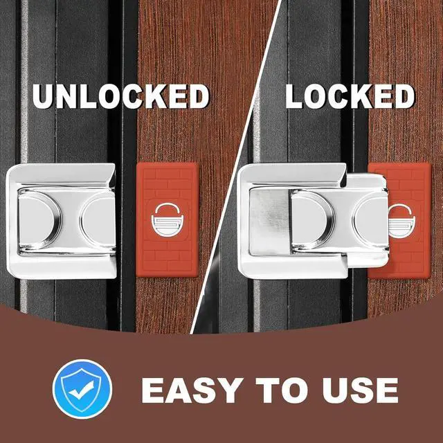 Alt view image 5 of 7 - Home Door Lock Security, Upgraded Safety Childproof Door Reinforcement Lock Latch (2-Pack), Extra Defend Door Lock for Inward Swinging Door