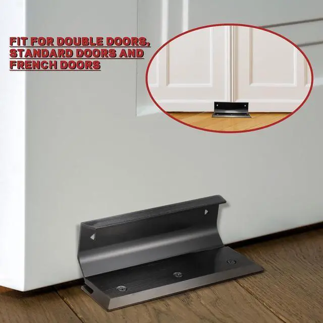 Alt view image 4 of 7 - 2 Pcs Security Lock Door Brace French Door Barricade Double House Safety Protection Devices for Nighttime Home, Fits Standard, Blemished, French Doors-Black
