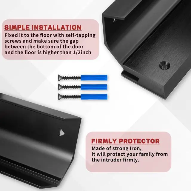 Alt view image 6 of 7 - 2 Pcs Security Lock Door Brace French Door Barricade Double House Safety Protection Devices for Nighttime Home, Fits Standard, Blemished, French Doors-Black