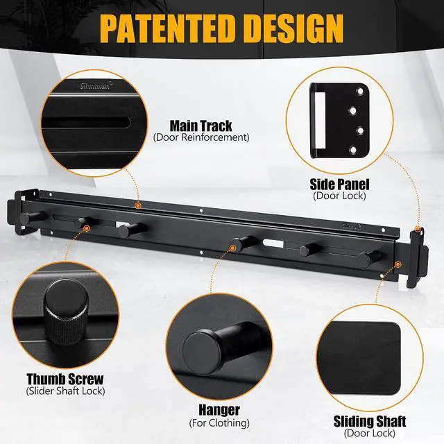 Alt view image 4 of 7 - Door Bar Lock - Patented Door Barricade Security Bar - Home Safety Improvement, Door Reinforcement, Childproof, Break-in Prevention - Premium Grade Steel Door Mount for 26''-37'' Wide Doors