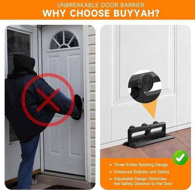 Alt view image 3 of 7 - Door Security Bar, French Security Door Brace, Security Door Barricade, Withstands 3000 Lbs, Prevents Entry Burglaries Home Invasions