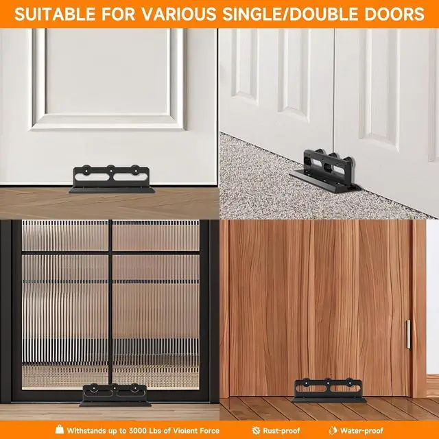 Alt view image 4 of 7 - Door Security Bar, French Security Door Brace, Security Door Barricade, Withstands 3000 Lbs, Prevents Entry Burglaries Home Invasions