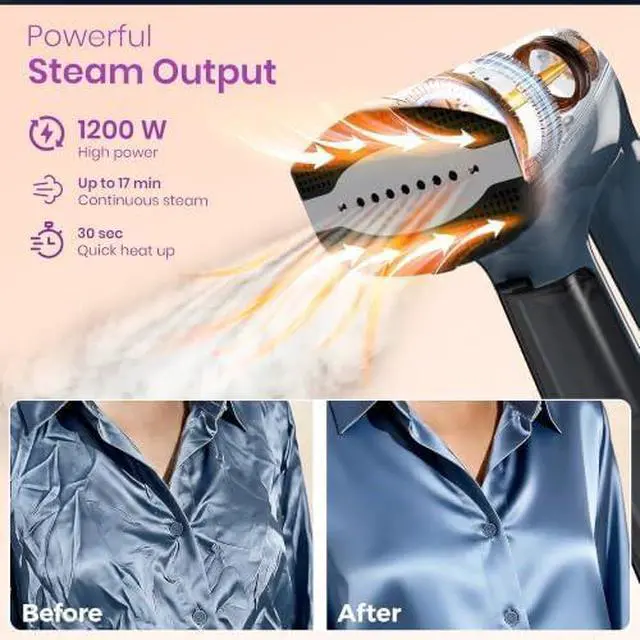 Alt view image 2 of 7 - Vacuum Steamer for Clothes,1200W 2-in-1 Steamer & Iron, 3500Pa Suction Handheld Clothes Steamer, Garment Steamer & Wrinkle Remover for Shirts, Bedding, 30-Sec Heat-Up,4 Modes,Travel & Home (110-120V)