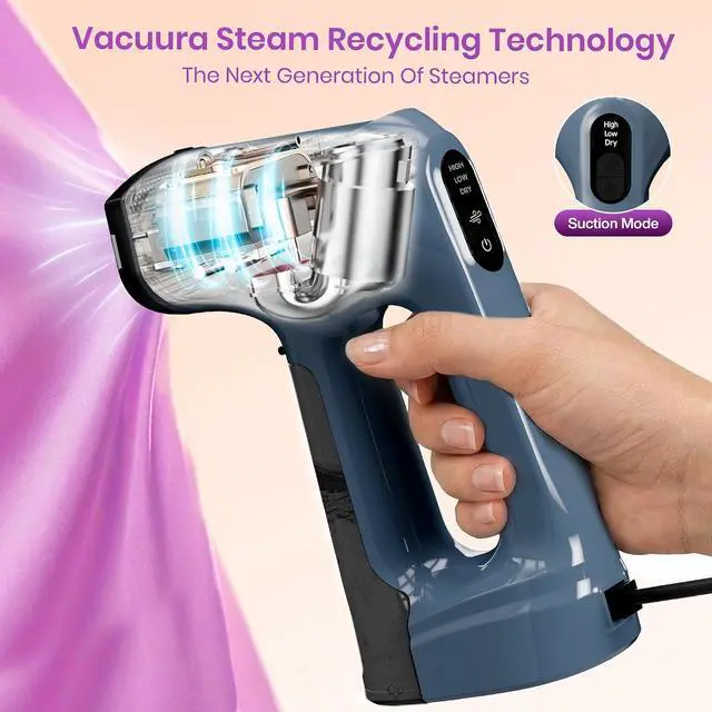 Alt view image 5 of 7 - Vacuum Steamer for Clothes,1200W 2-in-1 Steamer & Iron, 3500Pa Suction Handheld Clothes Steamer, Garment Steamer & Wrinkle Remover for Shirts, Bedding, 30-Sec Heat-Up,4 Modes,Travel & Home (110-120V)