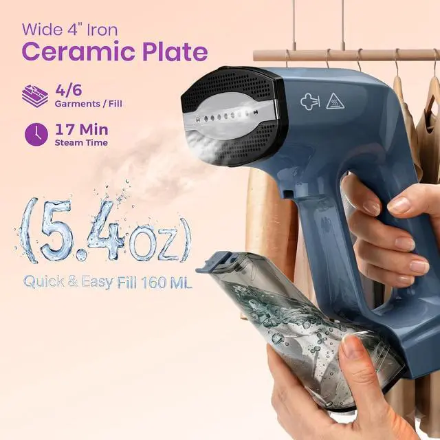 Alt view image 7 of 7 - Vacuum Steamer for Clothes,1200W 2-in-1 Steamer & Iron, 3500Pa Suction Handheld Clothes Steamer, Garment Steamer & Wrinkle Remover for Shirts, Bedding, 30-Sec Heat-Up,4 Modes,Travel & Home (110-120V)
