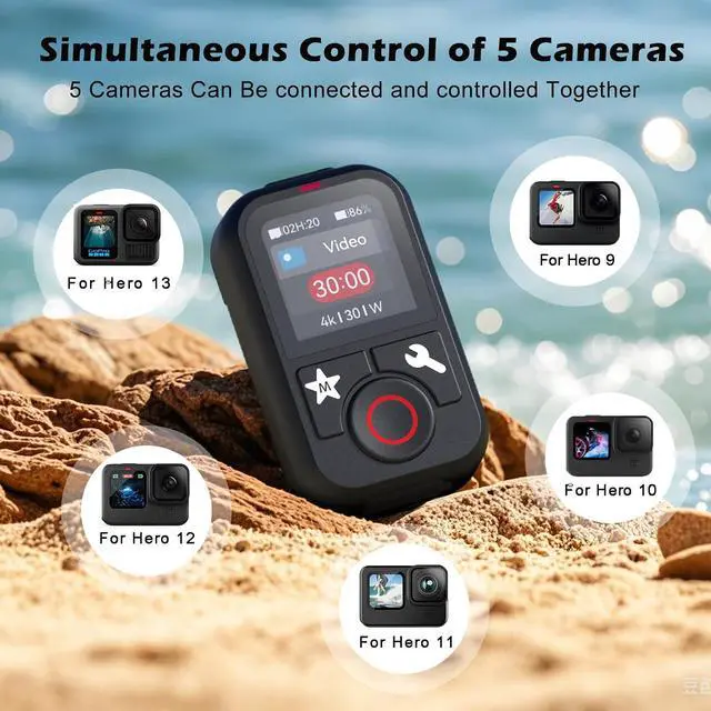 Alt view image 7 of 7 - Smart Remote Control for GoPro Hero 13 12 11 10 9 8 Black MAX with Wrist Strap Colour LCD Display,60M Range Waterproof Wireless Bluetooth Remote Control for Go Pro Accessories Shutter