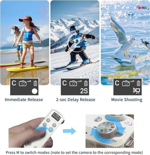 Alt view image 3 of 7 - Rechargeable Wireless Shutter Release for Canon Camera Remote Control Zoom Focus Compatible with R50,G7X Mark III,R6 Mark II,R5,R6,R7,M6 Mark II,M200,M50,90D,200D,Replace Canon BR-E1(White)