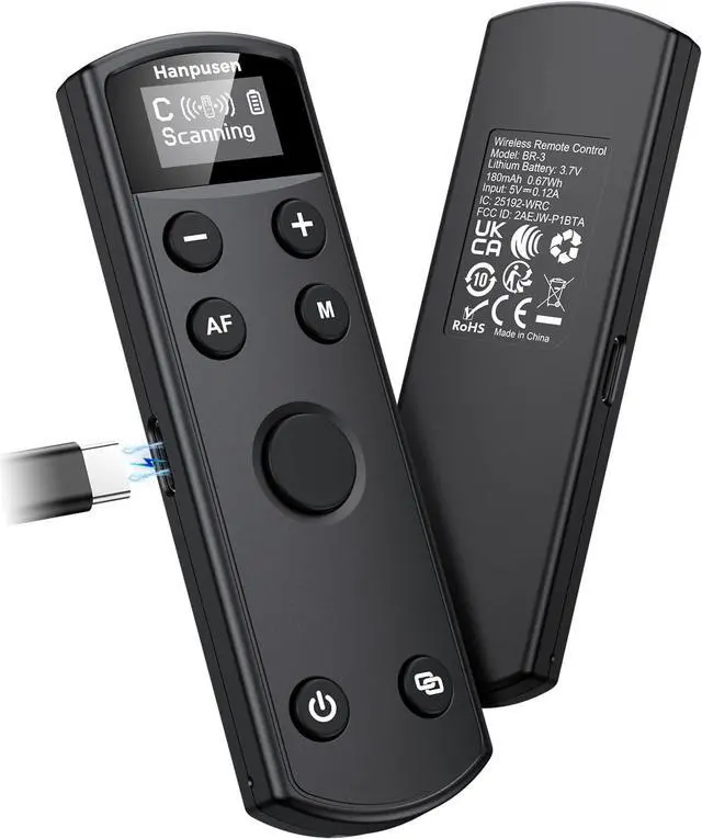 Main image of Rechargeable Camera Remote Control for Canon - Wireless Shutter Release with OLED Screen Compatible with R10, R8, R6 II, R100, R50, M50, SL3, R3, R5, R6, RP, R;Replaces Canon BR-E1(Black)
