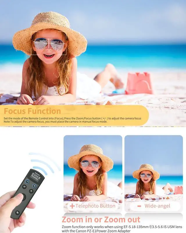 Alt view image 3 of 7 - Rechargeable Camera Remote Control for Canon - Wireless Shutter Release with OLED Screen Compatible with R10, R8, R6 II, R100, R50, M50, SL3, R3, R5, R6, RP, R;Replaces Canon BR-E1(Black)