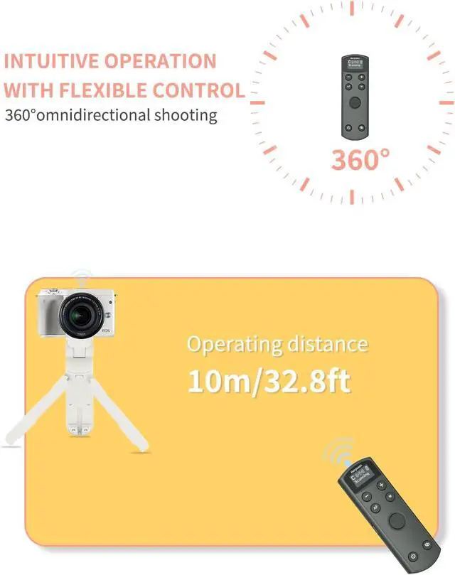 Alt view image 6 of 7 - Rechargeable Camera Remote Control for Canon - Wireless Shutter Release with OLED Screen Compatible with R10, R8, R6 II, R100, R50, M50, SL3, R3, R5, R6, RP, R;Replaces Canon BR-E1(Black)
