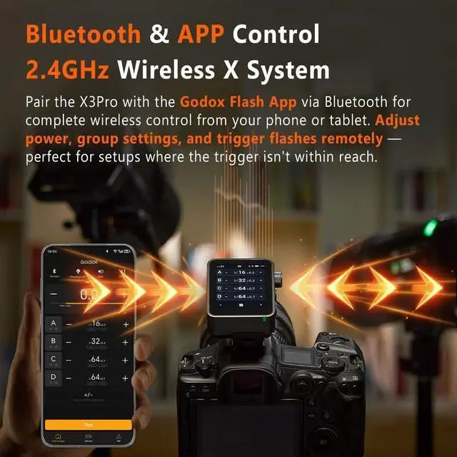 Alt view image 4 of 7 - X3 PRO S X3PRO TTL Wireless Flash Trigger for Sony with Bluetooth Integration & APP Control Touch Screen 2.4GHz Wireless X System Pro Shooting Modes Shutter Control Fast Charging