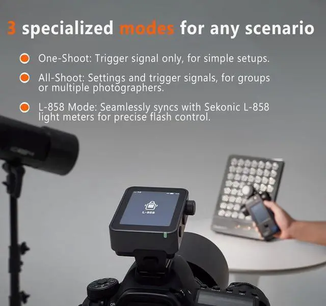 Alt view image 7 of 7 - X3 PRO S X3PRO TTL Wireless Flash Trigger for Sony with Bluetooth Integration & APP Control Touch Screen 2.4GHz Wireless X System Pro Shooting Modes Shutter Control Fast Charging
