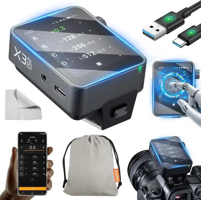 Main image of X3 Pro C (2026) Trigger for Canon, 2.4G TTL HSS Touchscreen Transmitter with Bluetooth & APP Control, Shutter Control for Camera