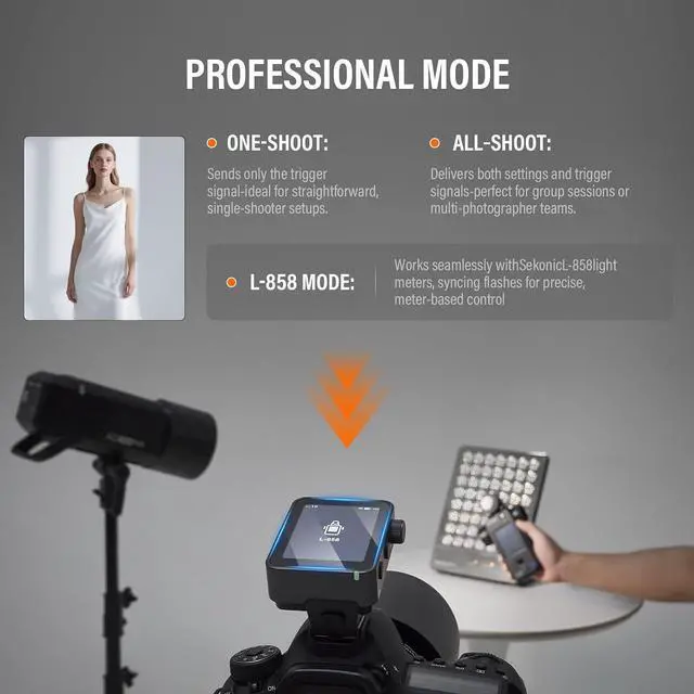 Alt view image 3 of 7 - X3 Pro C (2026) Trigger for Canon, 2.4G TTL HSS Touchscreen Transmitter with Bluetooth & APP Control, Shutter Control for Camera