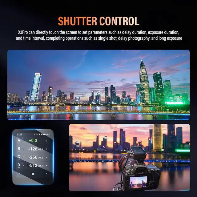 Alt view image 4 of 7 - X3 Pro C (2026) Trigger for Canon, 2.4G TTL HSS Touchscreen Transmitter with Bluetooth & APP Control, Shutter Control for Camera